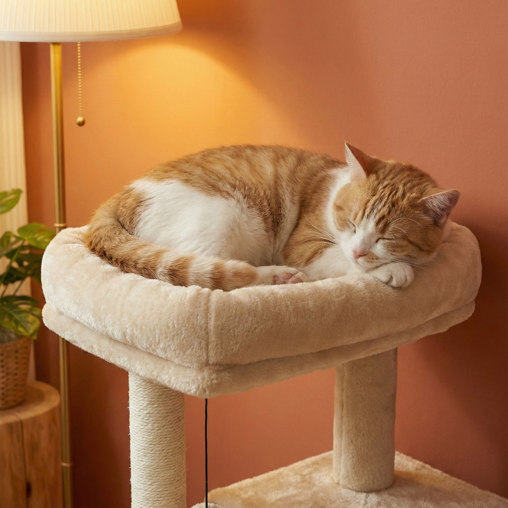 arbre-a-chat-design-85cm-le-duplex-felin-a-doubles-niches-et-rampe-dans-la-niche