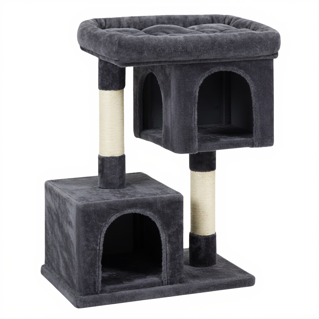 arbre-a-chat-design-double-niche-noir