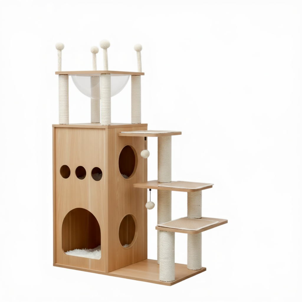 arbre-a-chat-en-bois-130cm-larbre-bibliotheque-avec-bulle