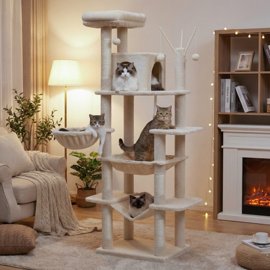 arbre-a-chat-maine-coon-175cm-lhotel-des-felins-xxl-avec-hamacs-salon-chat-qui-s_amusent