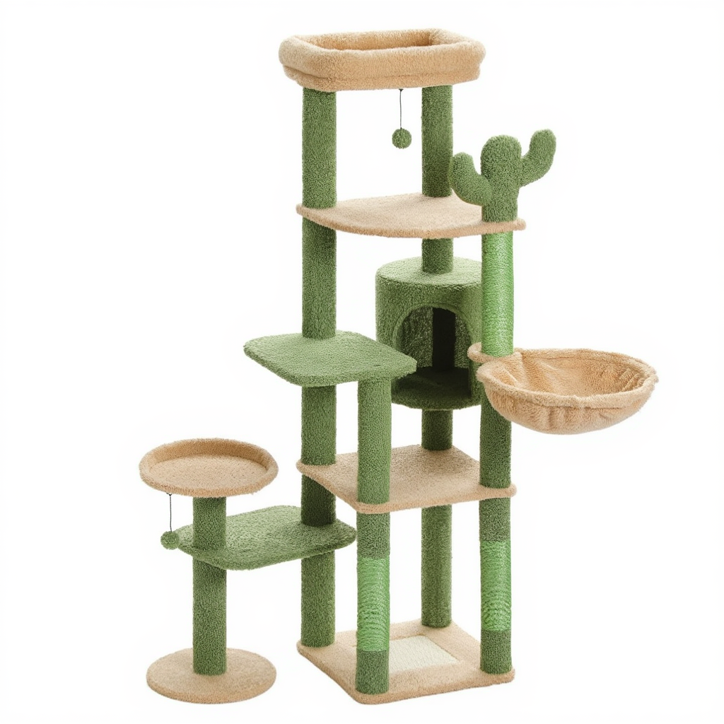 Arbre à Chat 150 cm Multi-Niveaux pour Maine Coon avec Hamac et Niche