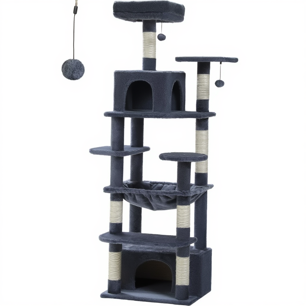 Arbre à Chat 164 cm pour Maine Coon avec Grand Hamac et Niches