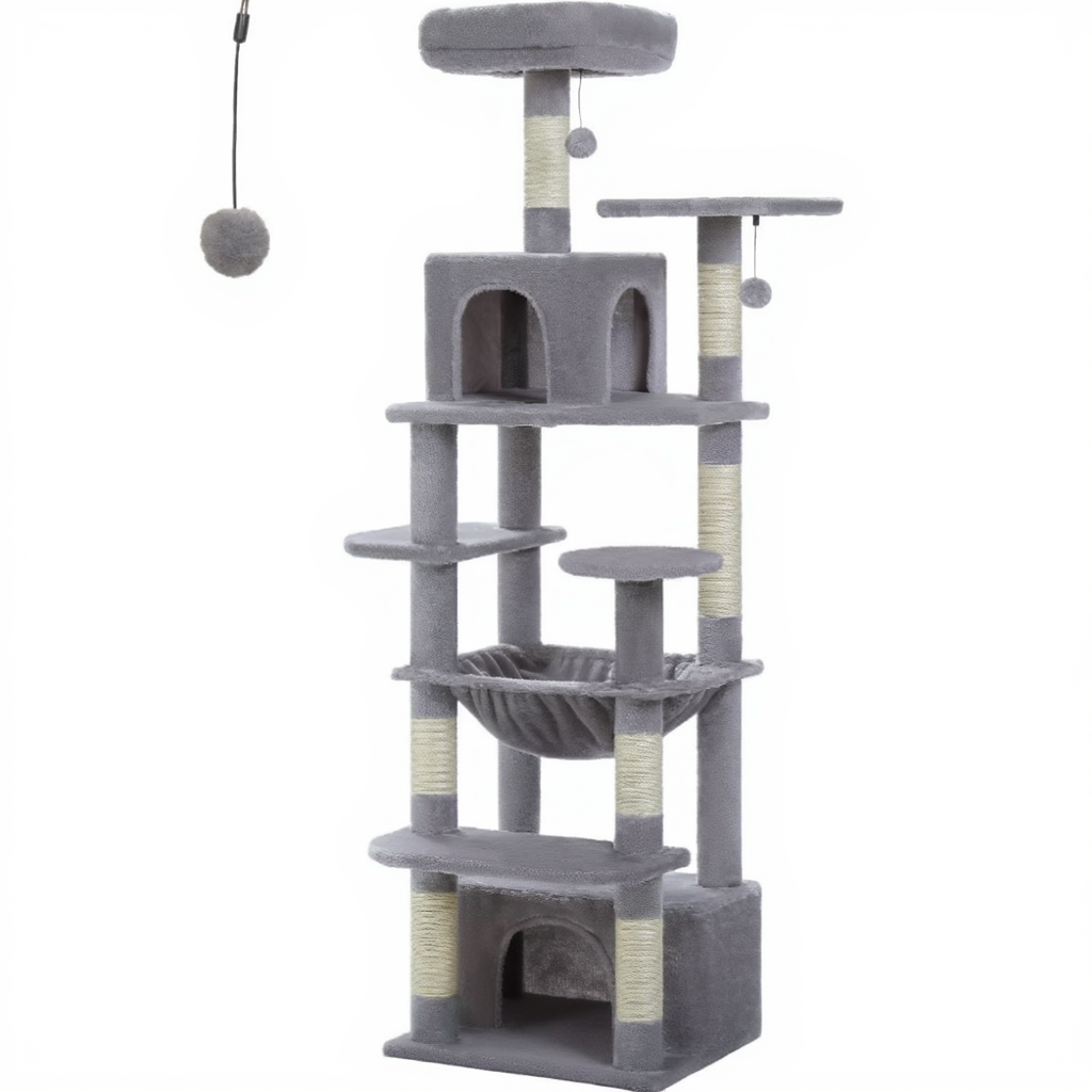 Arbre à Chat 164 cm pour Maine Coon avec Grand Hamac et Niches