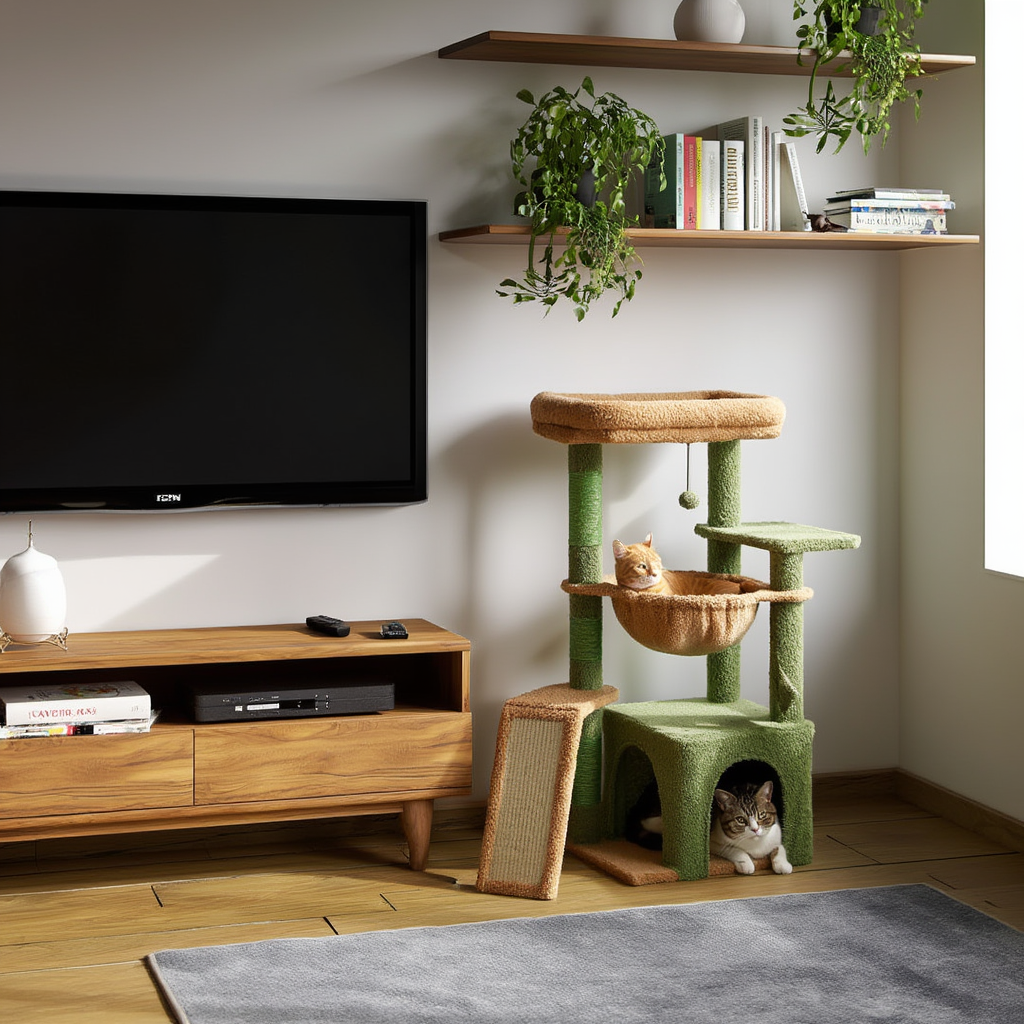 Arbre à Chat Design 91 cm avec Hamac et Niche