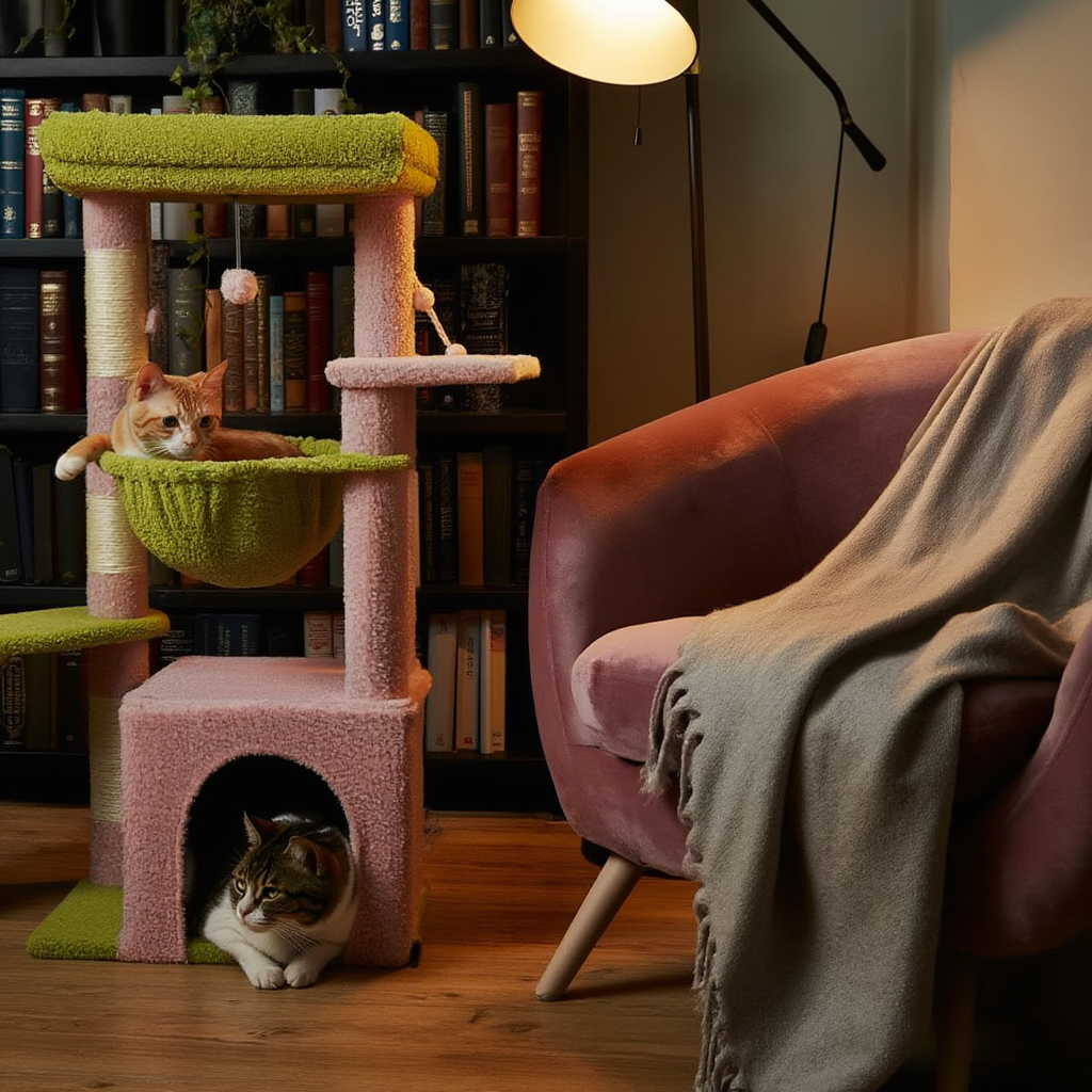 Arbre à Chat Design 91 cm avec Hamac et Niche