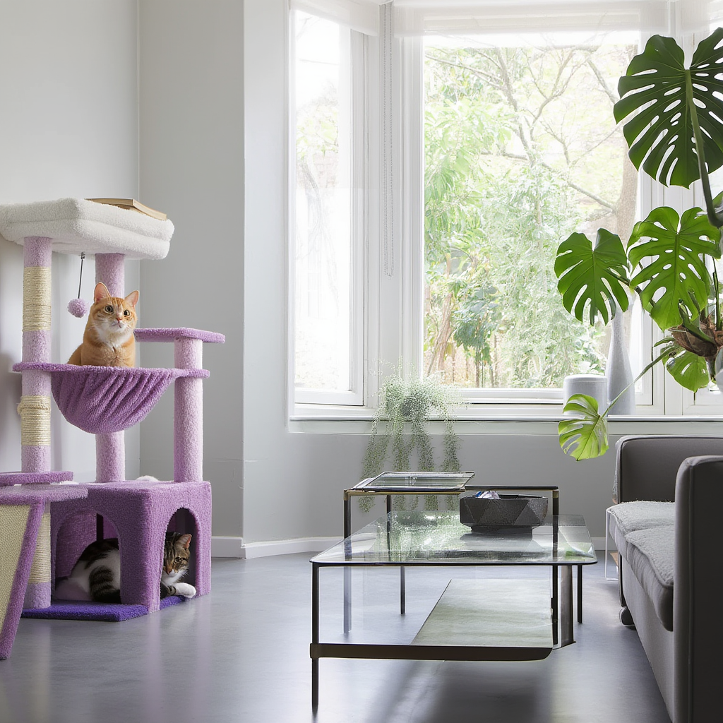 Arbre à Chat Design 91 cm avec Hamac et Niche