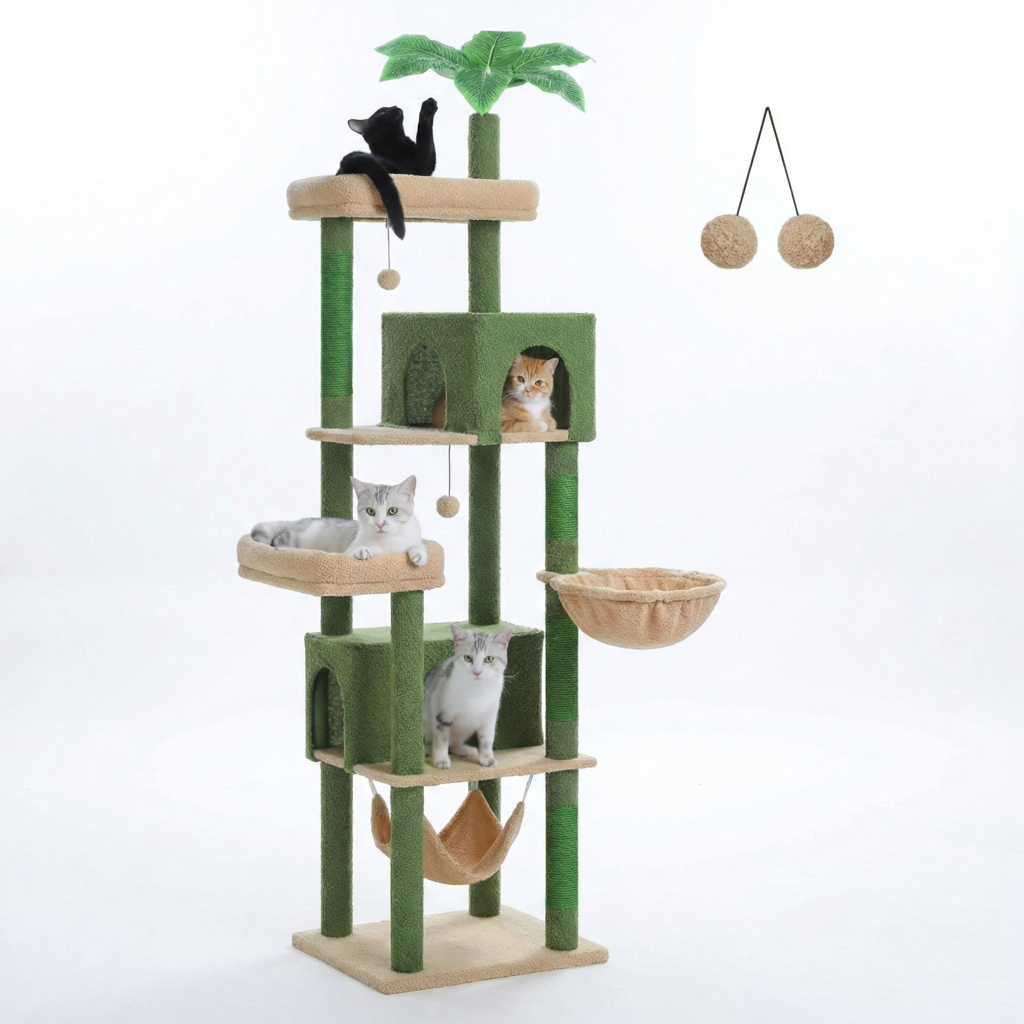 Arbre à Chat Géant 190 cm pour Maine Coon avec 2 Niches et Hamacs