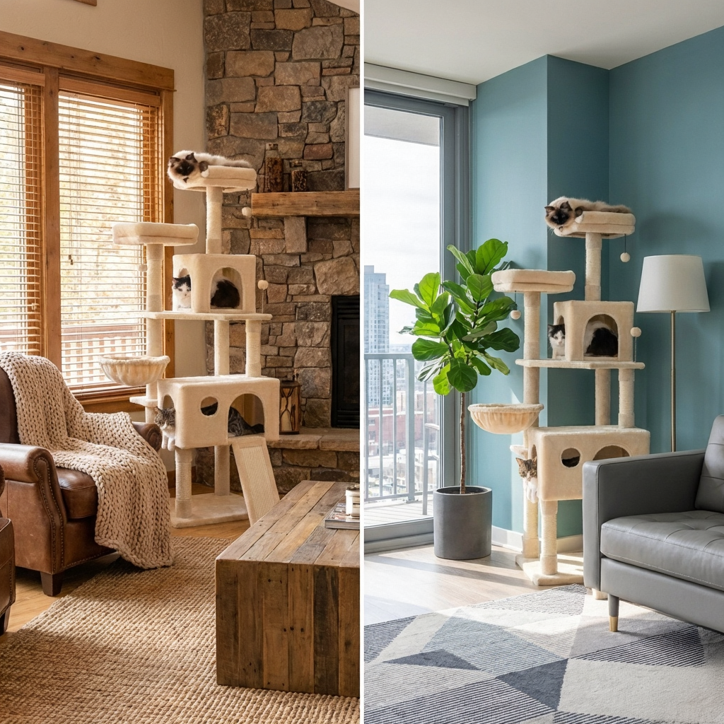 Arbre à Chat Multi-Niveaux 162 cm pour Maine Coon avec Niche