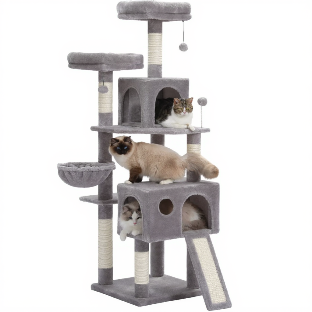 Arbre à Chat Multi-Niveaux 162 cm pour Maine Coon avec Niche