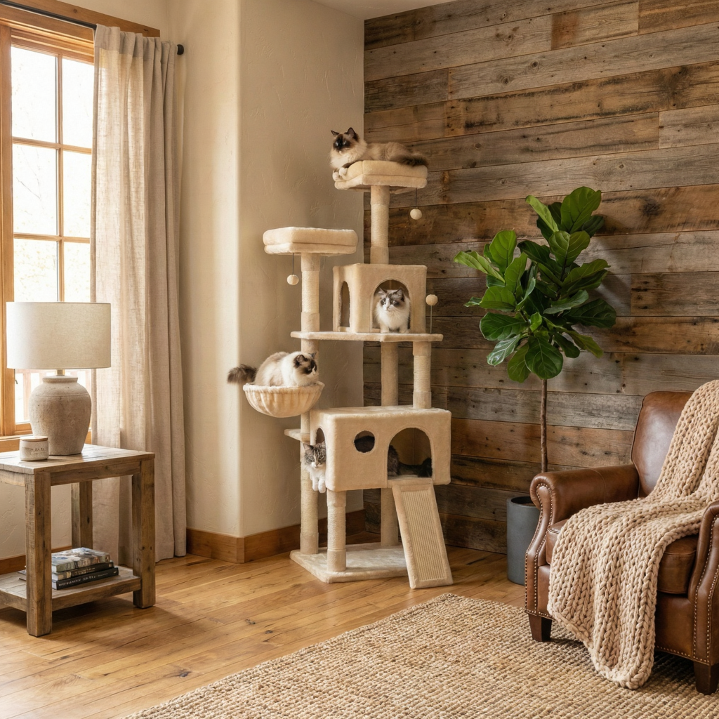 Arbre à Chat Multi-Niveaux 162 cm pour Maine Coon avec Niche