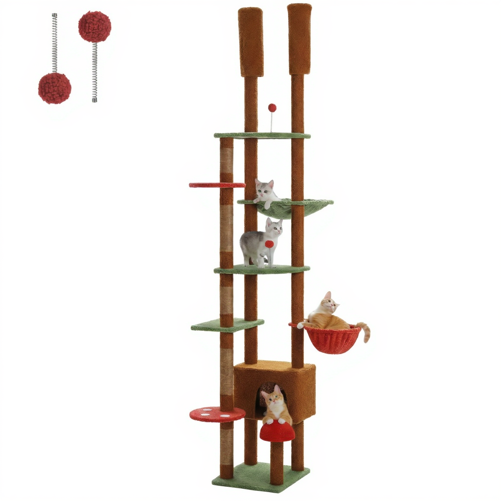 Arbre à Chat Sol au Plafond Réglable pour Maine Coon avec Hamac XXL