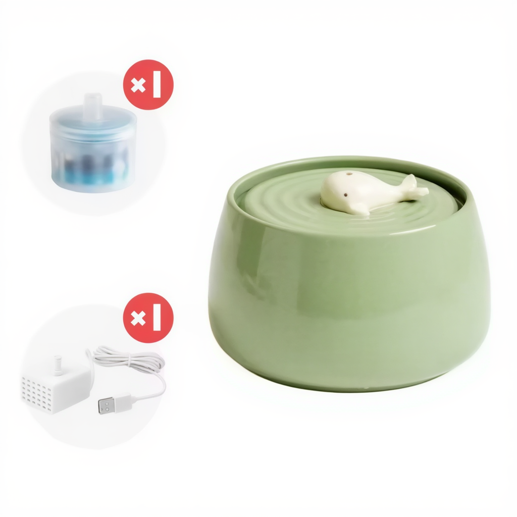 fontaine-a-eau-ceramique-vert